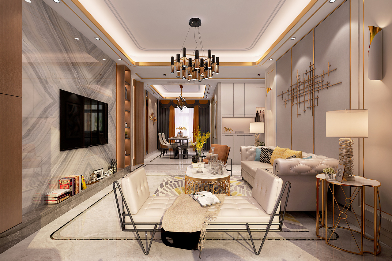 【保定金舍裝飾】未來花郡137平港式輕奢風格效果圖 |空間|家裝設計|